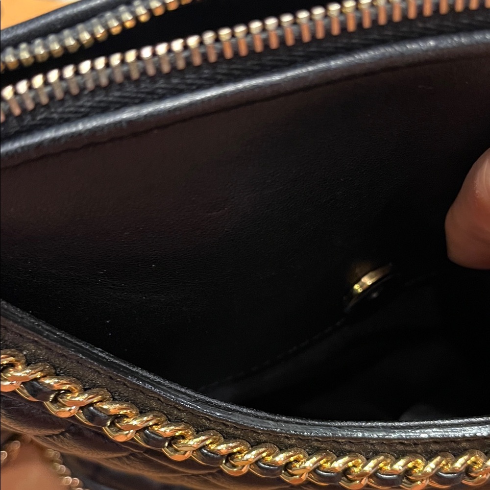 Moschino Black Quilted Mini Jacket Bag with Gold Chain Trim - Picture 13 of 14